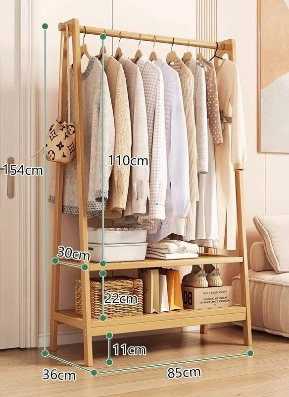Clothes rack, floor to ceiling, bedroom, household, hanging clothes rack, simple and multifunctional storage rack, clothes rack Oasis Select double-layer 85cm A