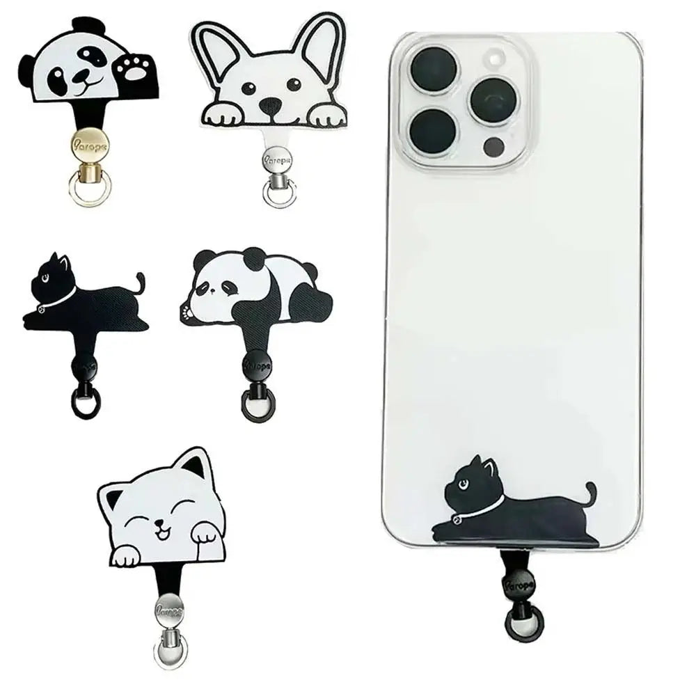 Cartoon Panda Phone Tether Tab Safety Connecter 360 Rotatable Mobile Phone Gasket Detachable Metal Ring Cellphone Lanyard Patch Oasis Select