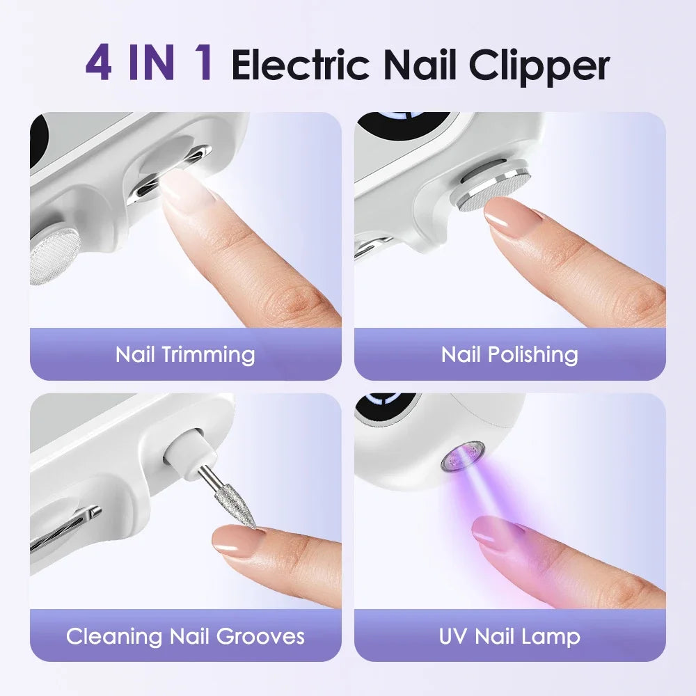 AFDEAL 4-in-1 Electric Nail Trimmer Drill & UV Light – Type-C