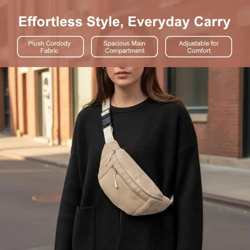 Women's Corduroy Fanny Pack | Crossbody Waist & Chest Bag