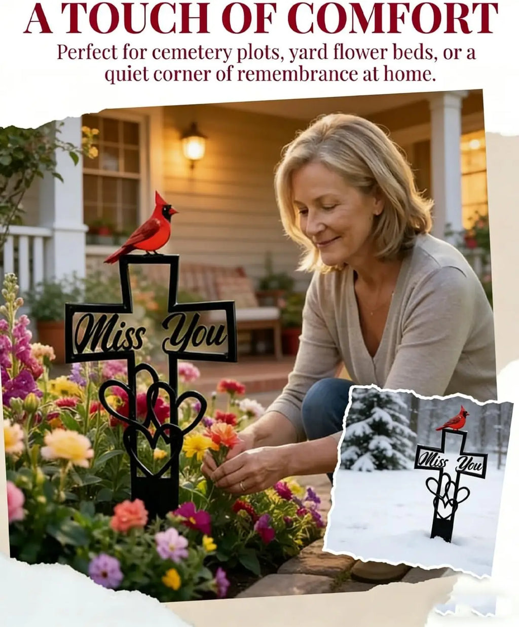 Flower Decoration Insert Weather-Resistant Metal Cemetery Plaque Cross Garden Plug Waterproof Heart Memorial Stake For Cemetery Oasis Select
