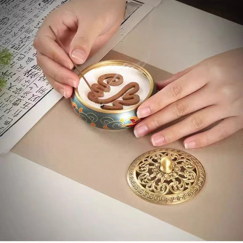 Copper Incense Burner Retro Niche Play Incense Seal Stove Indoor Sandalwood Pan Incense Burner Oasis Select