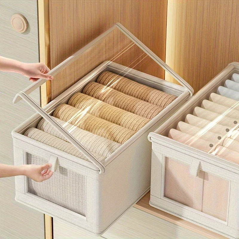 1PC Foldable Oxford Cloth Storage Box Dustproof Household Clothes Organizer with Transparent Window for Home Use Oasis Select