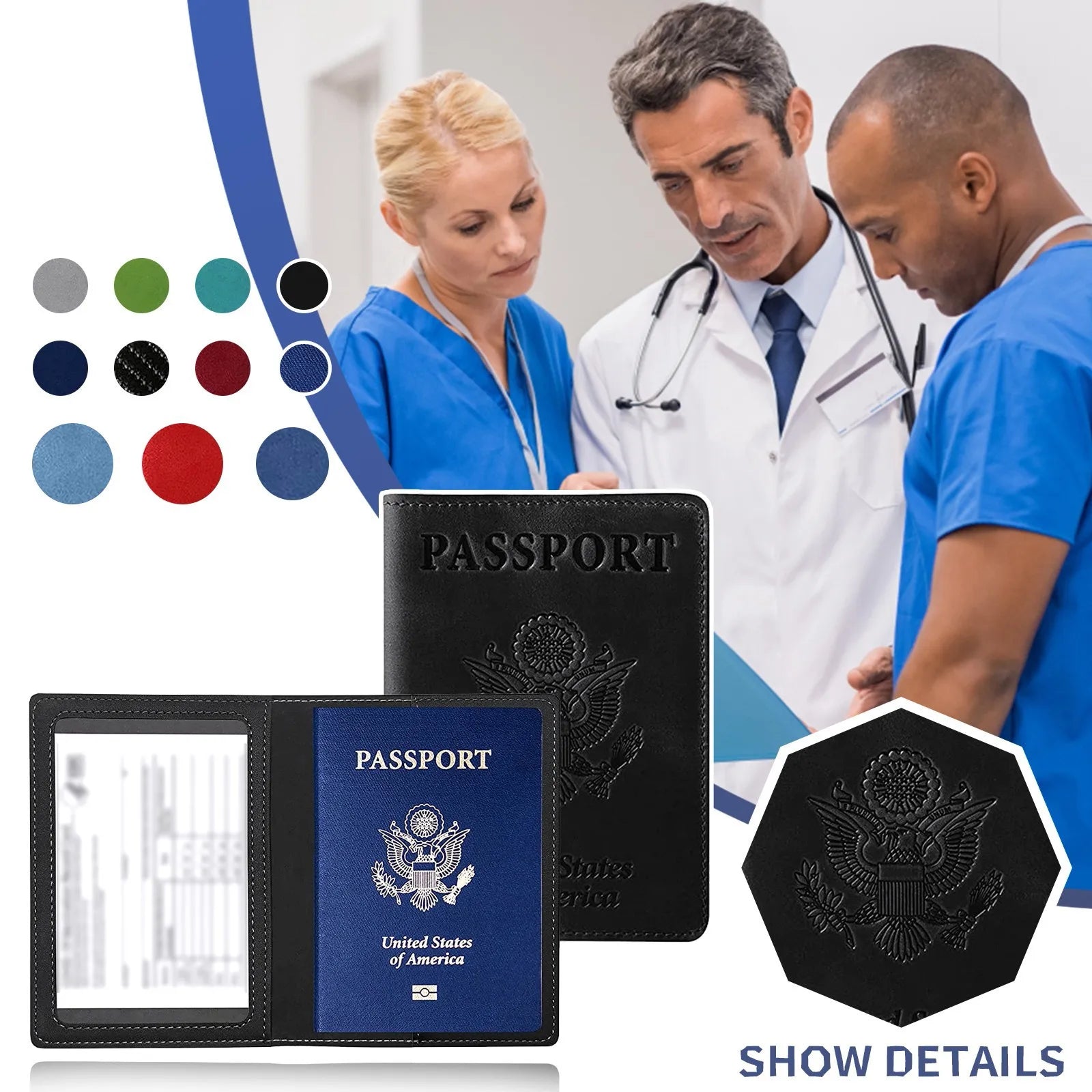 Leather Passport Cover & Card Holder Wallet – Unisex Travel Passport Card Holder Oasis Select