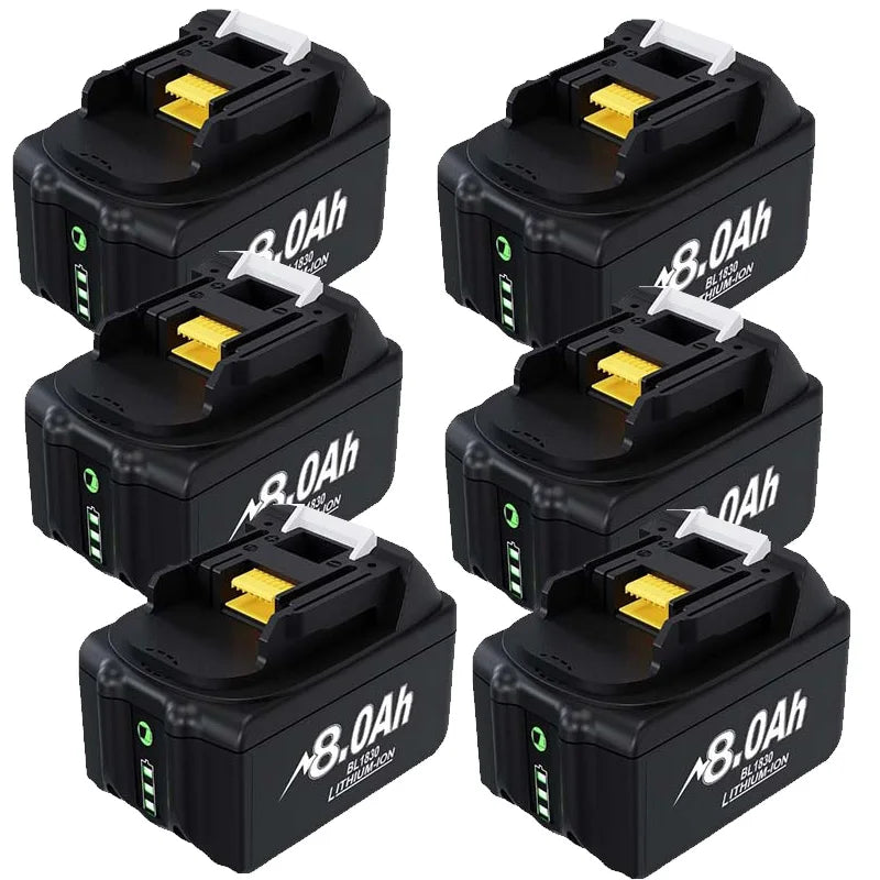 For Makita 18V Battery 8000mAh Replacement Battery Compatible For Makita BL1830 BL1850 BL1840 BL1840B BL1850B BL1890 Power Tools Oasis Select 6PCS 8.0Ah