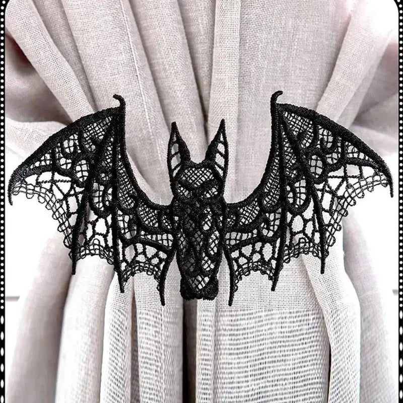 2pc Lace Halloween Bat Ghost Festival Decoration Black Halloween Decoration Accessory for Diy Clothing Oasis Select
