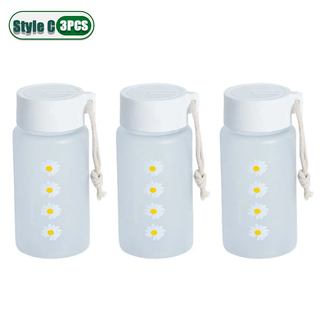 Small Daisy Frosted Plastic Mug Transparent Portable Travel Tea Cup BPA Free Cute Outdoor Girl Water Cup Children Water Bottle Oasis Select Style C-3PCS