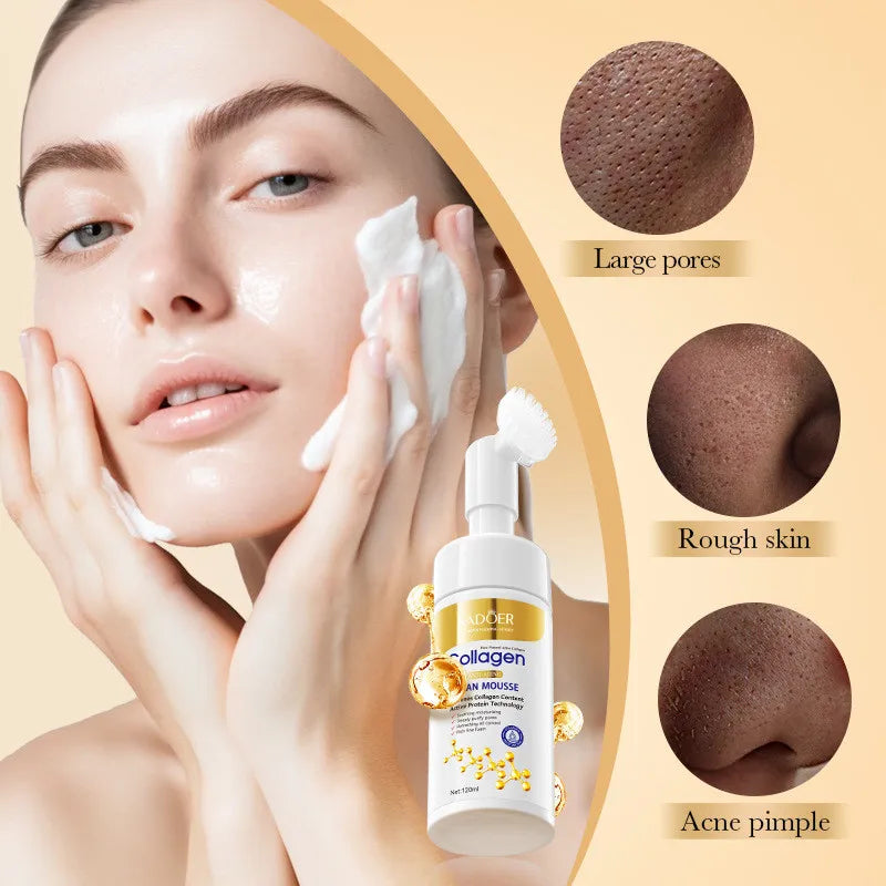 SADOER Collagen Facial Cleanser for Anti Wrinkle Deep Cleaning Mousse Nourishing Moisture Skin Care 120ml Oasis Select