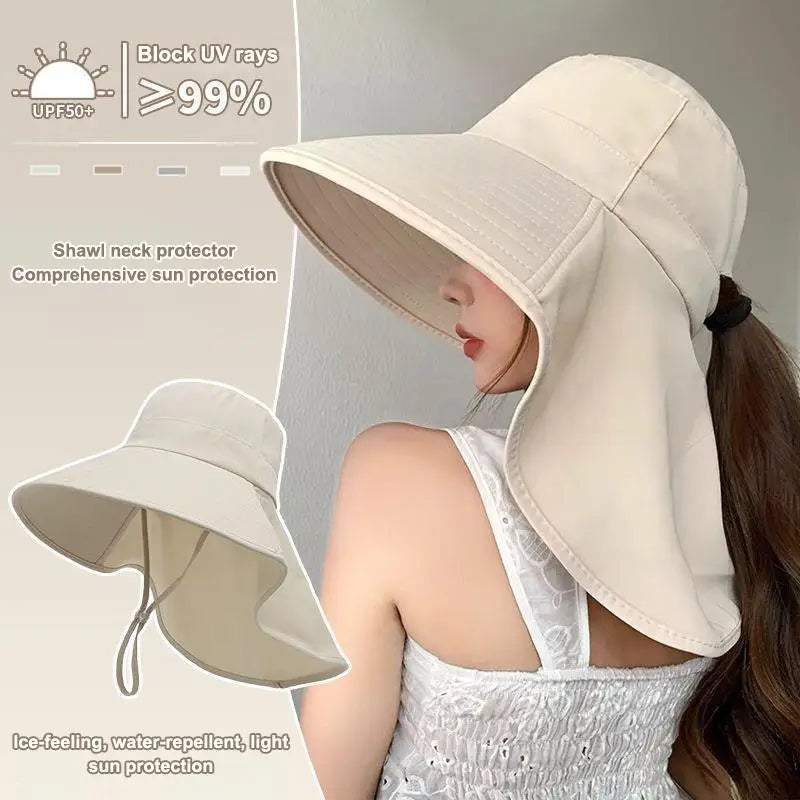 Women Adjustable Neck Flap Sun Hat Wide Brim UPF 50+ UV Protection Breathable Outdoor Travel Beach Cap Oasis Select