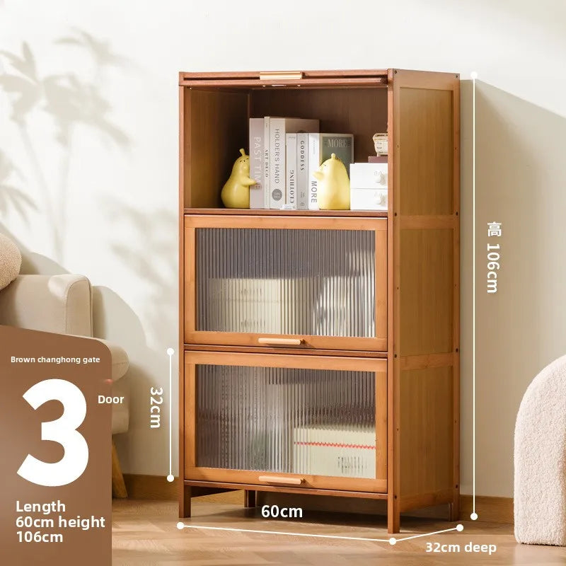 with door dustproof floor rack children's book cabinet household living room multi-layer storage cabinet storage display cabinet Oasis Select 60 long three doors