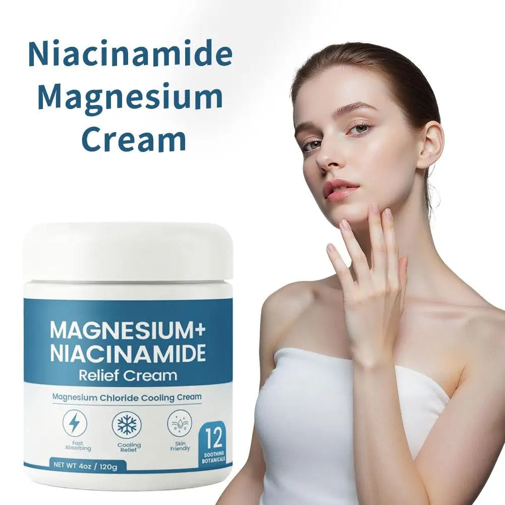 Nerve Relief Magnesium Cream With Niacinamide Moisturizing Hydrated Skin Repair Skin Barrier for Knees Joints Muscles Massage Oasis Select