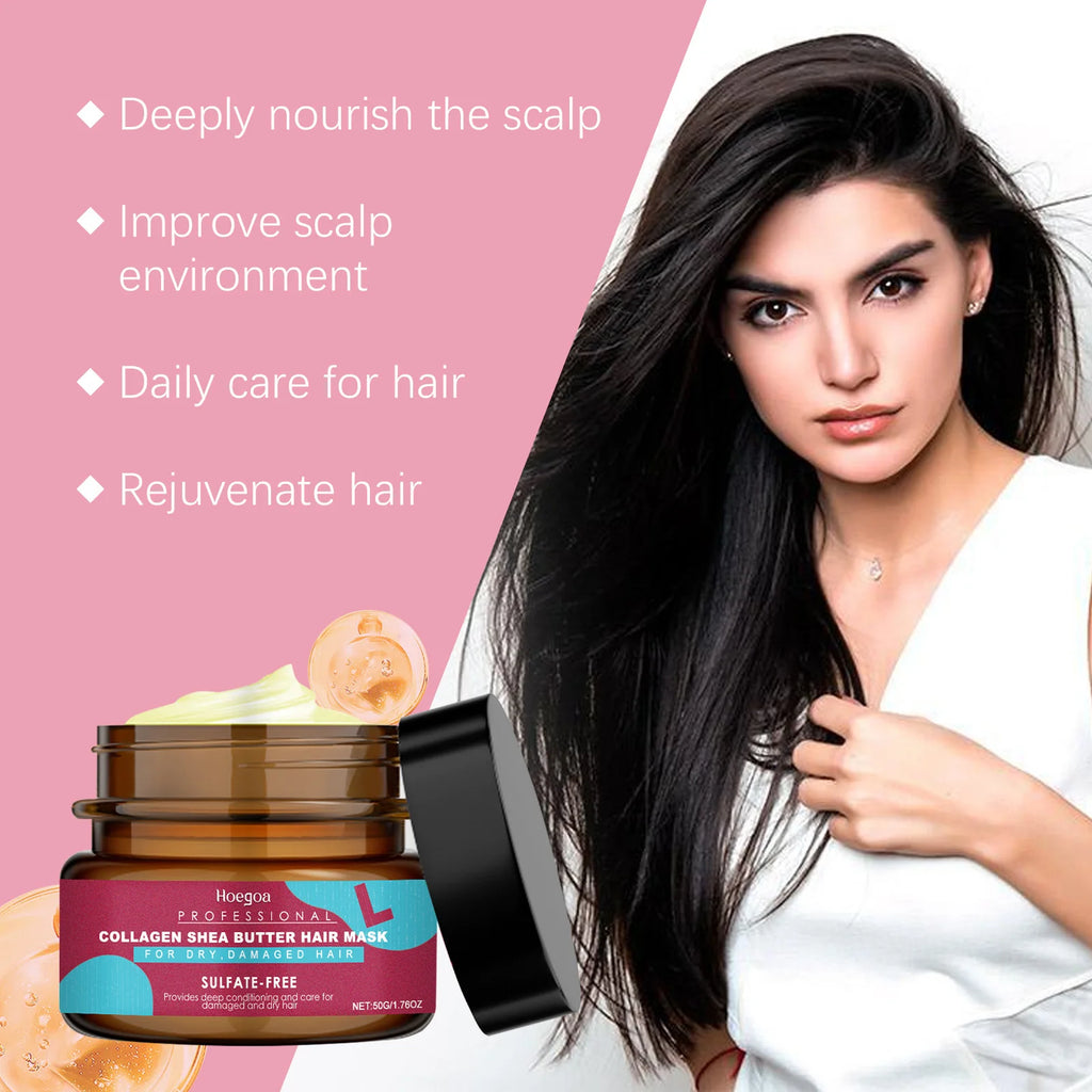 Hoegoa Keratin Hair Care Mask Nourish Smooth Scalp Massage Oil Control Keep Healthier Root Pure Plant Conditioner for Curly Hair Oasis Select