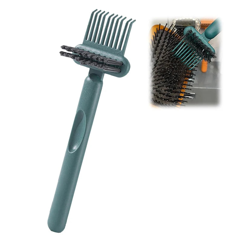 Dual-Action Hair Comb And Brush Cleaning Tool - Hairbrush Cleaner Rake with Brush Cleaning Solution for Salon Quality Care Oasis Select Green