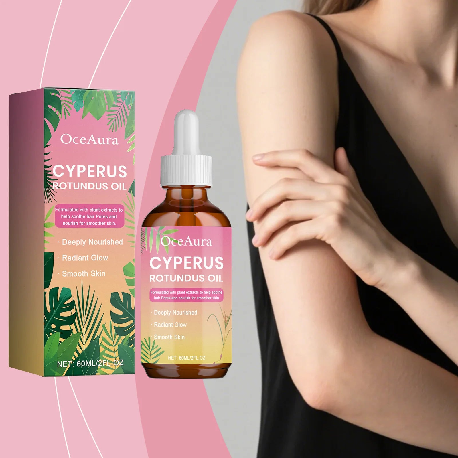 OceAura Cyperus Oil Quick Gentle Hair Removal Essence Cares Cleanses the Entire Body Softening Skin Hair Removal Essence Oasis Select