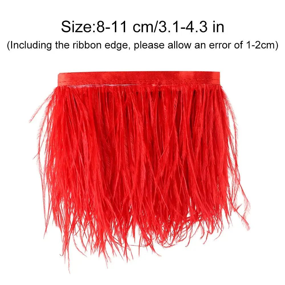 Fashion Ostrich Feathers Trim 1 Meter Long 8-10 CM Wide Plumes Ribbon Selvage DIY Dress Crafts Accessories Feathers Ribbon Oasis Select