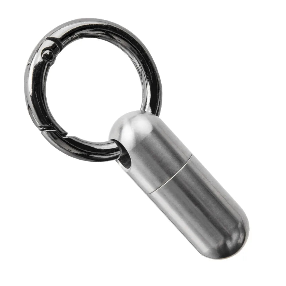 Sealed Design Pure Titanium Pill Box Keyring Attachment Ultra-light Weight Portable Pill Organizer Waterproof Anti-Rust Oasis Select Titanium Silver