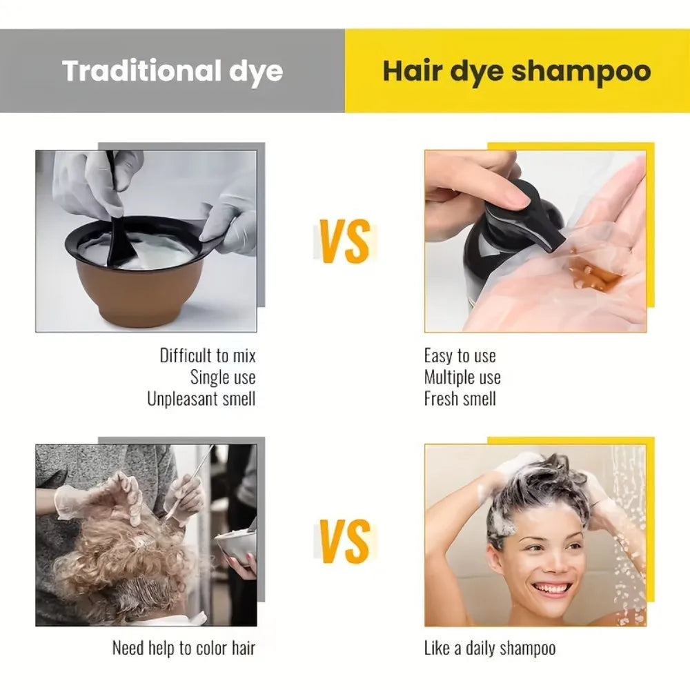 3.38fl oz3-in-1Black Hair Color, White Covering Shampoo, Plant-Based Black Hair Color, Rapid Hair Color Cream, Styling, DIY Care Oasis Select