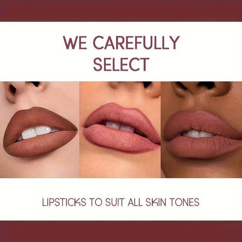 USHAS 12-Color Matte Lipstick & Lip Liner Set – Waterproof