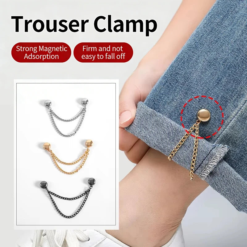 2pcs Magnetic Round Ball Chain Clips Detachable No Sew T Shirt Pants And Sleeve Shortener Magnet Fasteners For Clothes Oasis Select