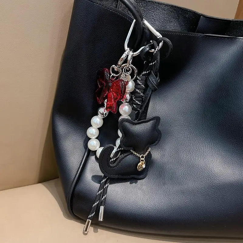 Black Cat Keychain Bag Charm Pendant | Cute Backpack Gift Bag Charm Keychain Oasis Select Black