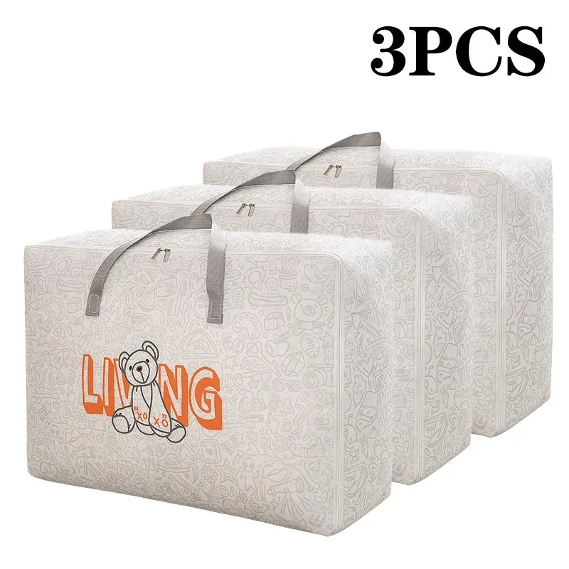 1-5Pcs Clothes Quilt Storage Bag Waterproof Moistureproof Large Capacity Luggage Bag Packing Bag Thickened Non-woven Storage Bag Oasis Select M 3PCS