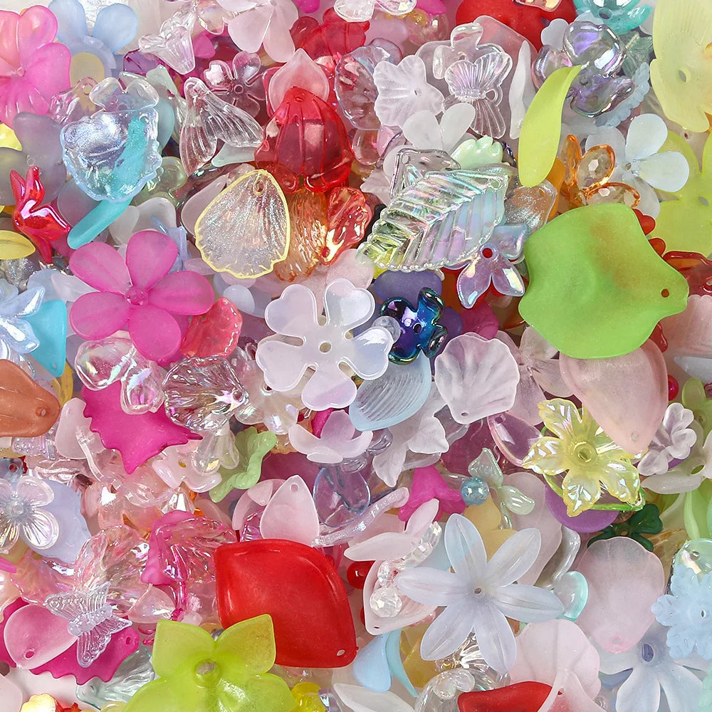20g/100g Acrylic Assorted Beads Flower Star Butterfly Candy Acrylic Kawaii Beads for DIY Keychain Bracelets Jewelry Making DIY Oasis Select Mix Color 100g