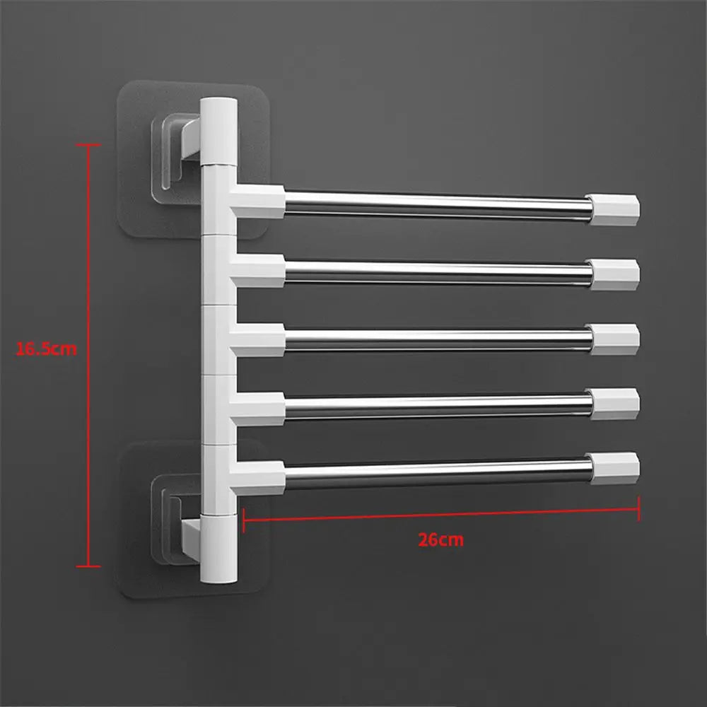 1Pc Silver Aluminum Swing Arms Towel Rack Save Space 2-8-Bar Towel Hanger Wall Mounted Bracket Hanging Holder Bathroom Tool Oasis Select 5 Bar