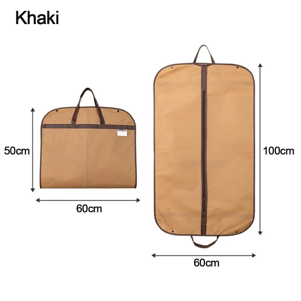 New Foldable Garment Bag Portable Non-woven Suit Storage Bag Solid Color Clothing Dustproof Cover Oasis Select Khaki
