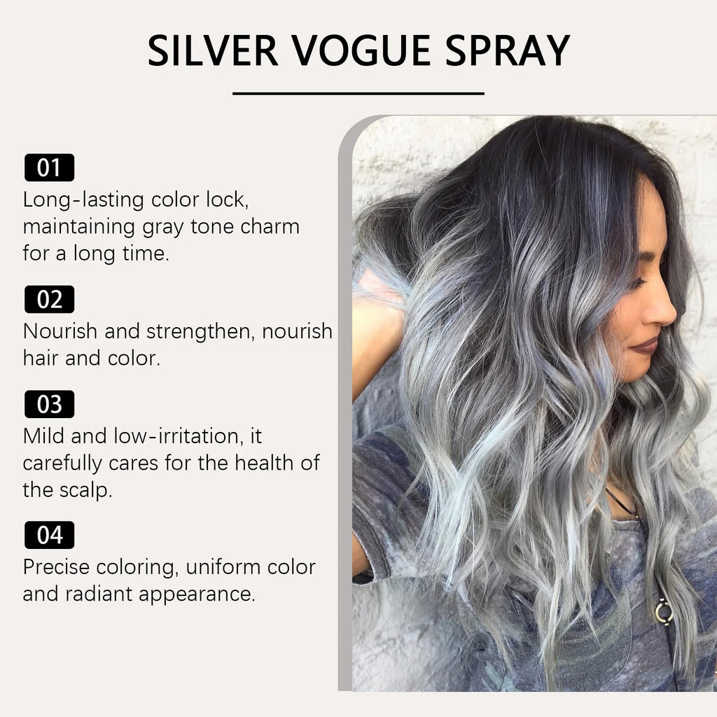 Temporary Gray Hair Dye Spray One-Time Molding Smoky Gray Punk Style Light Color Non-Irritating Unisex Grandma Gray Hair Dye Oasis Select
