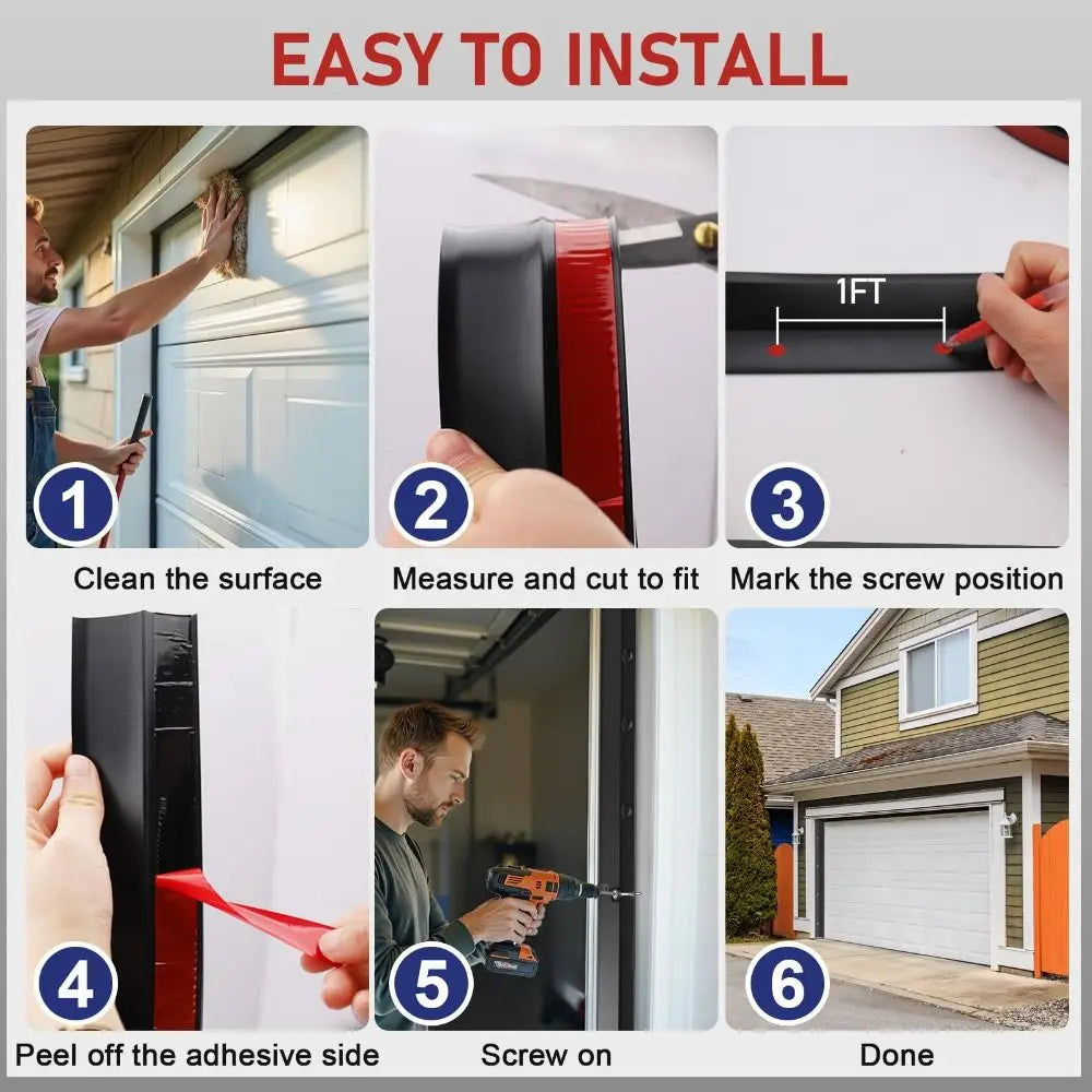 100CM Garage Door Sealing Strip Weatherproof Self Adhesive Top and Sides Seal Heavy Duty Easy Installation Weather Stripping Oasis Select
