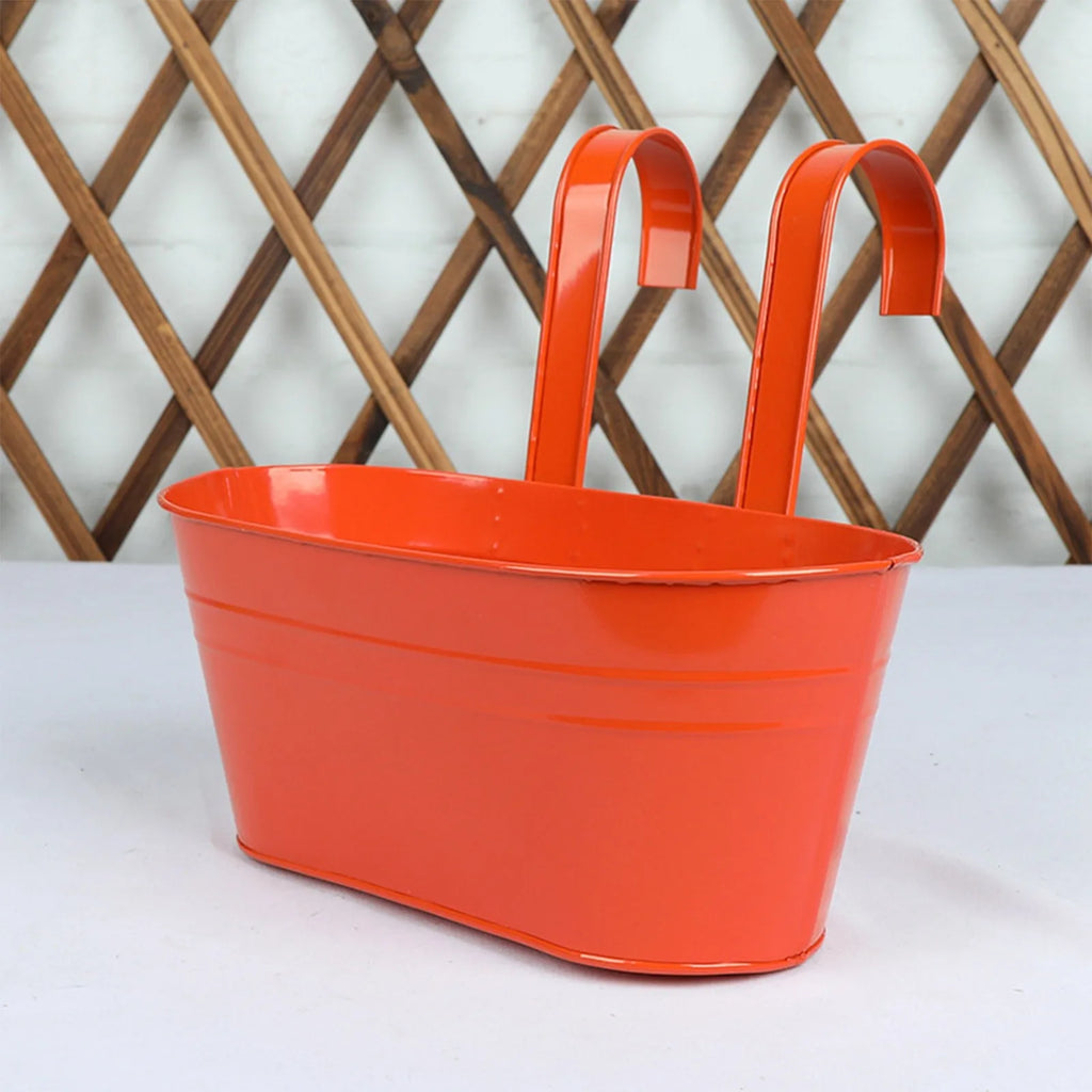 Metal Iron Hanging Flower Pots Balcony Planter with Detachable Hook, Durable Herb Pots Perfect for Fence Home Decor Oasis Select E One Size