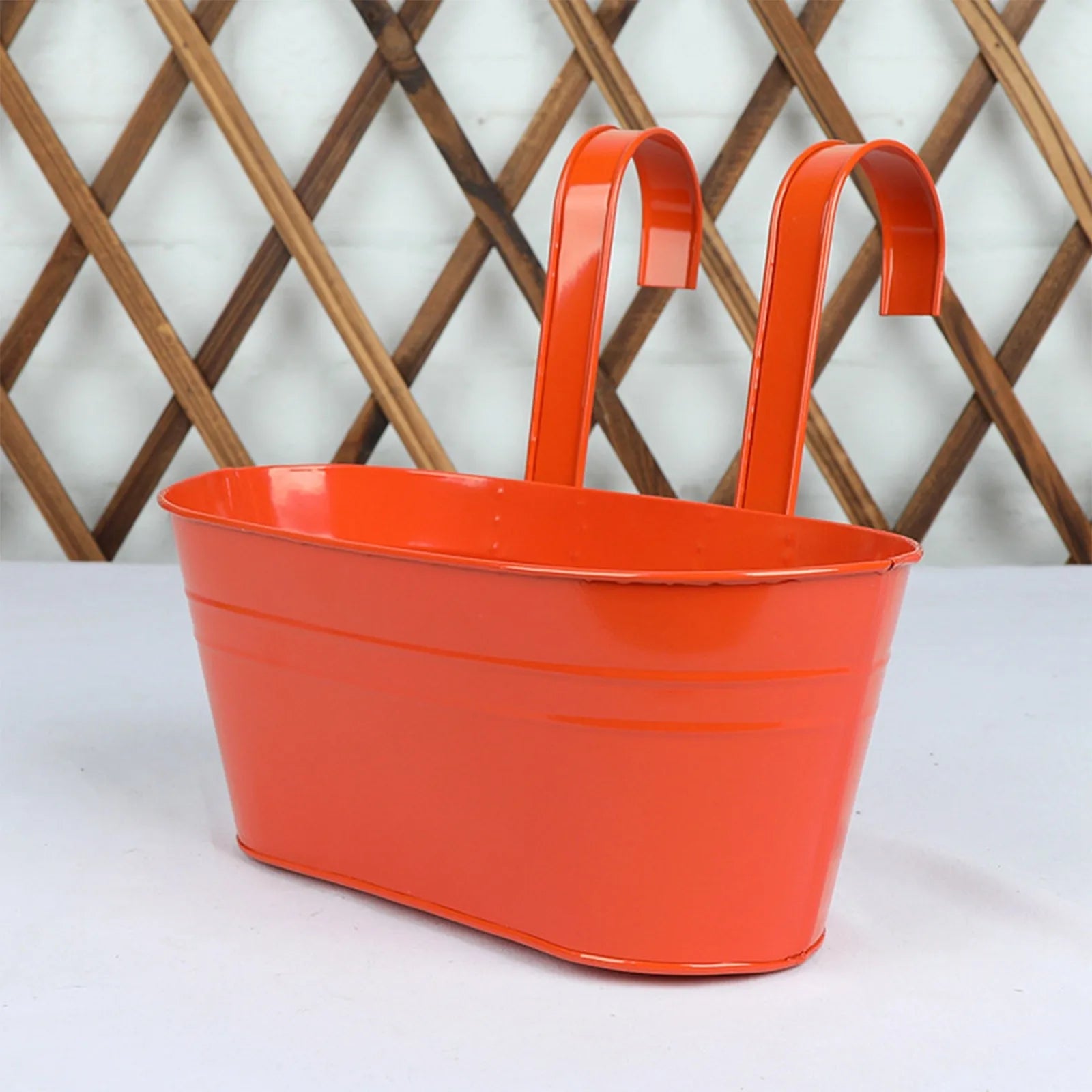 Metal Iron Hanging Flower Pots Balcony Planter with Detachable Hook, Durable Herb Pots Perfect for Fence Home Decor Oasis Select E One Size