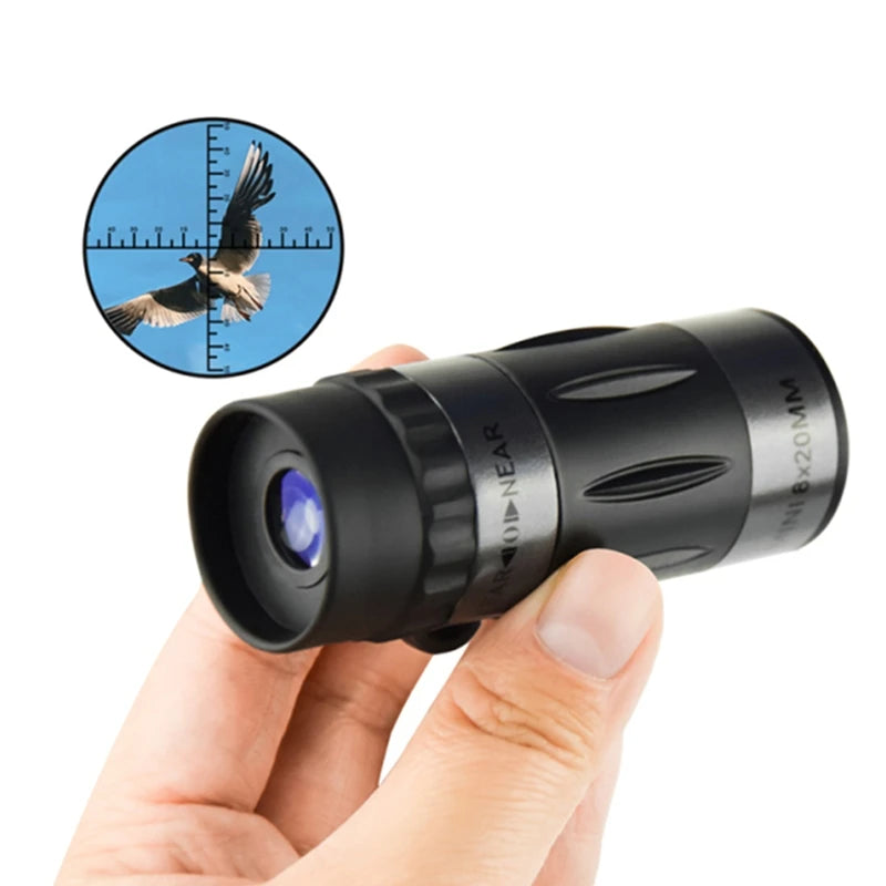 WISH Compact 8X20 Monocular Telescope - Portable High-Definition Scope Ideal For Hiking Camping Wildlife Observation Concerts Oasis Select