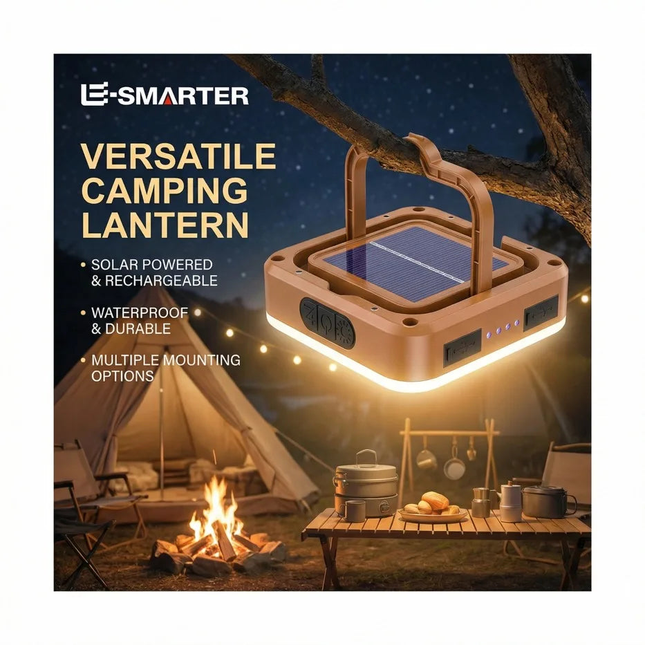 Outdoor COB Camping Solar Lamp Portable Rechargeable Hanging Light Waterproof Hiking Fishing Home Emergency Lanterns with Hook Oasis Select