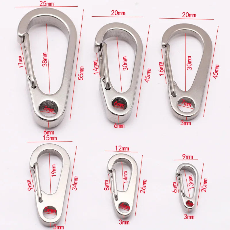 2pcs Stainless Steel Small Mini Carabiner Clip Spring Snap Hook Keychains for DIY Key Rings Camping Backpack Jewelry Accessory Oasis Select 20mmx9mm