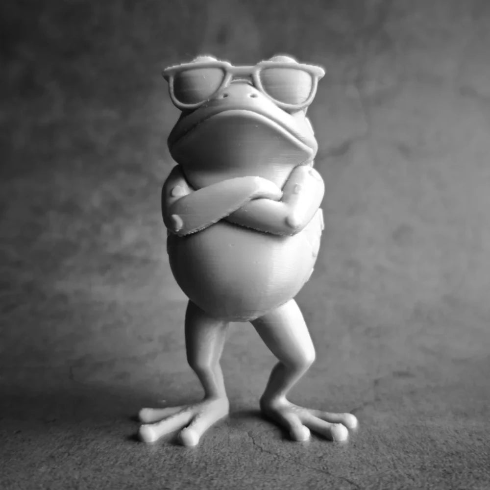3D Printed Cool Frog Figurine with Sunglasses Funny Animal Statue Desktop Ornament Home Office Decor Creative Gift for Frog Oasis Select