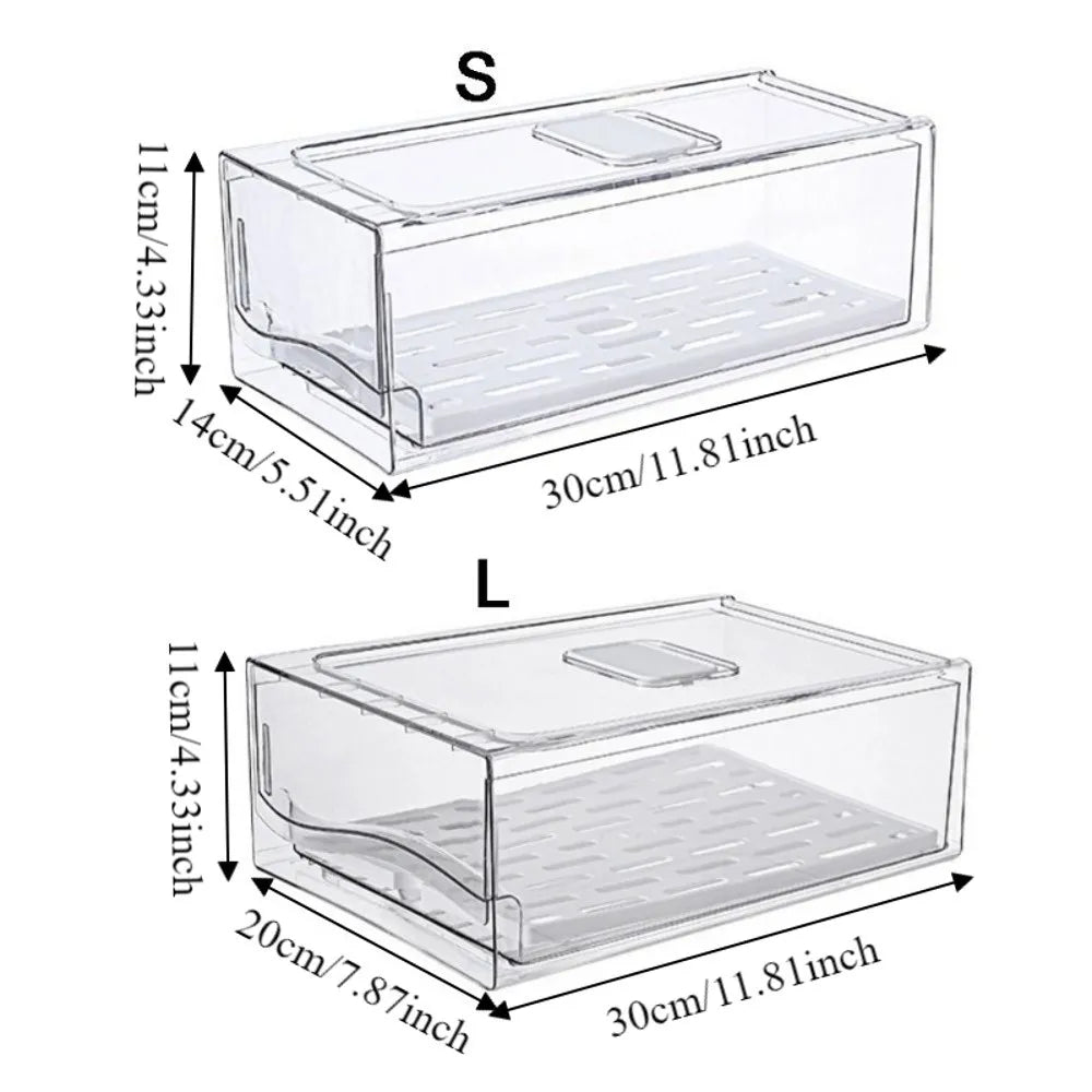 Stackable Refrigerator Drawer Storage Box – Transparent Large