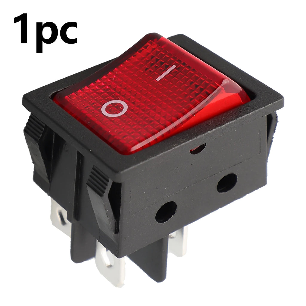 30A 250VAC 4-Pin Rocker Power Switch with Red LED Indicator Rocker Power Switch Oasis Select 1pc