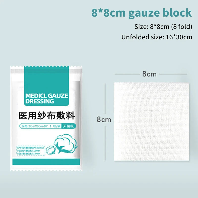 10Pcs 8 Layer Medical Absorbent Gauze Pad Wound Dressing Sterile Gauze Block First Aid Kit Gauze Pad Wound Care Supplies Oasis Select C
