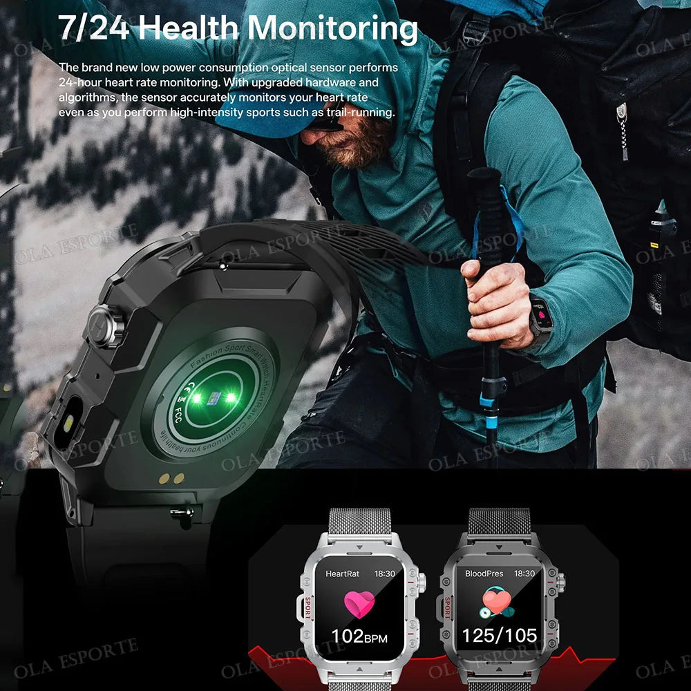 Military Smart Watch – Bluetooth Calls, GPS & Fitness Tracker