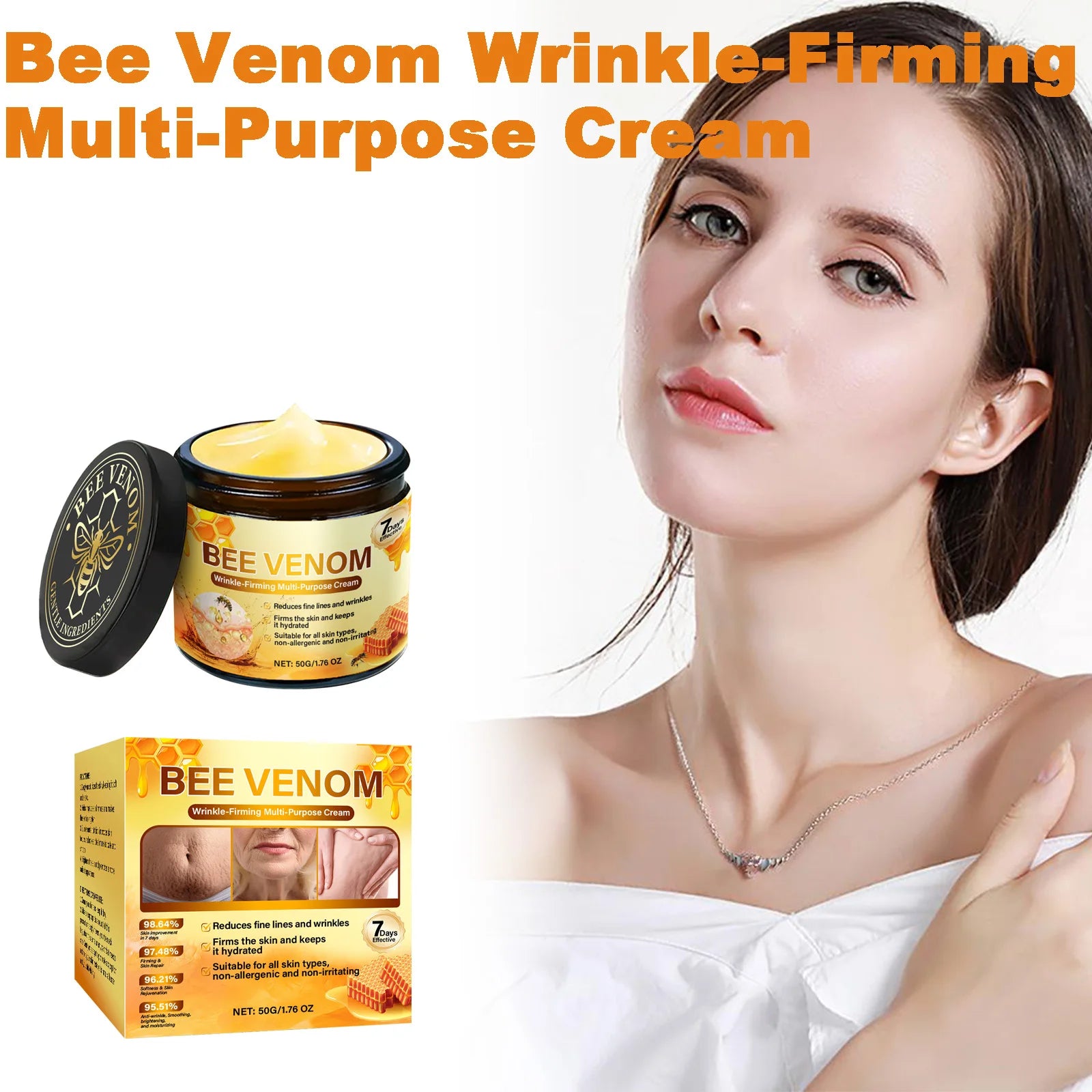Bee Venom Firming Cream Anti-Wrinkle Lifting Face Moisturizer with Hyaluronic Acid Reduce Fine Lines Multipurpose Bee Venom Crea Oasis Select