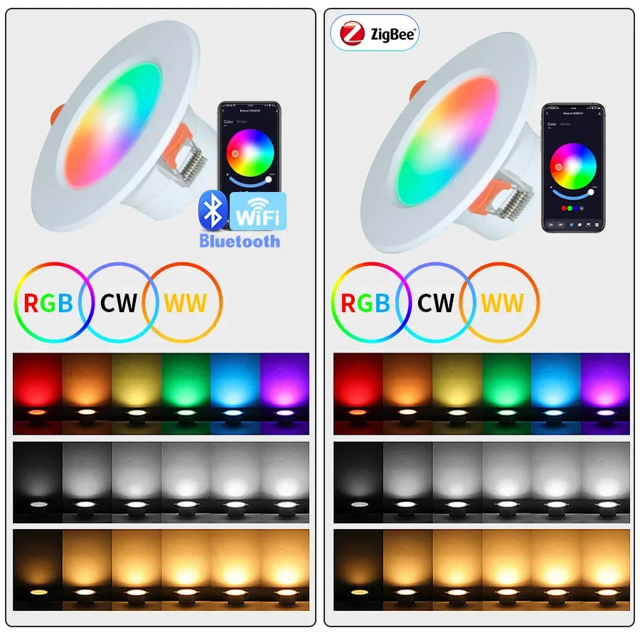Tuya Smart LED Downlight 5W–15W RGB WiFi ZigBee Dimmable Smart LED Downlight Oasis Select