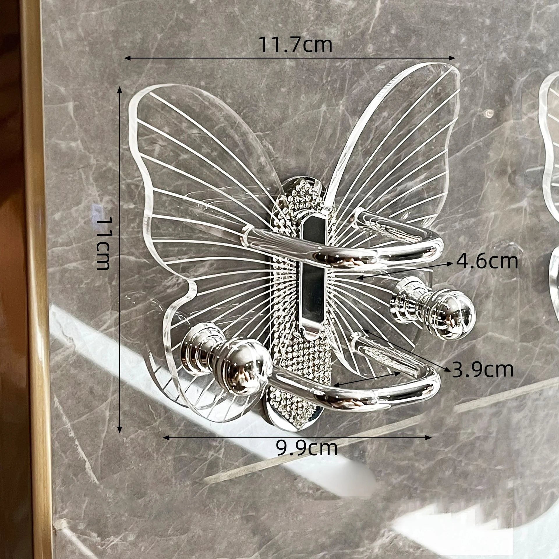 Light Luxury Butterfly Comb Storage Shelf Wall Hanging Perforated Free Bathroom Headstring, Hair Band, Hair Ring Storage Hook Oasis Select