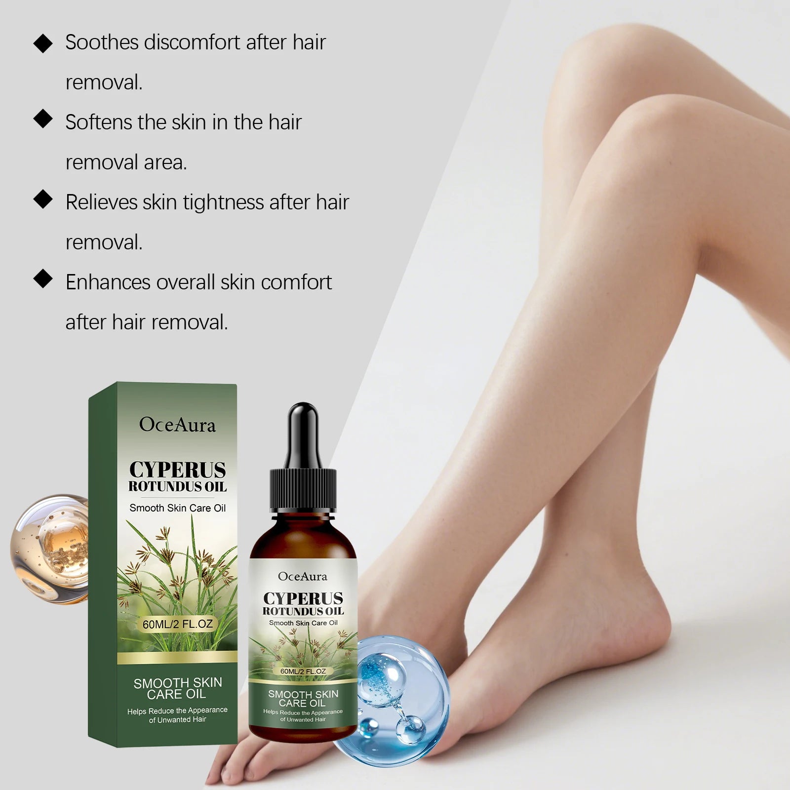 Cyperus Rotundus Oil Hair Removal Smoothing Moisturizing Body Care Reduce Unwanted Hair 60ml Reducing Body Hair Painless After Oasis Select