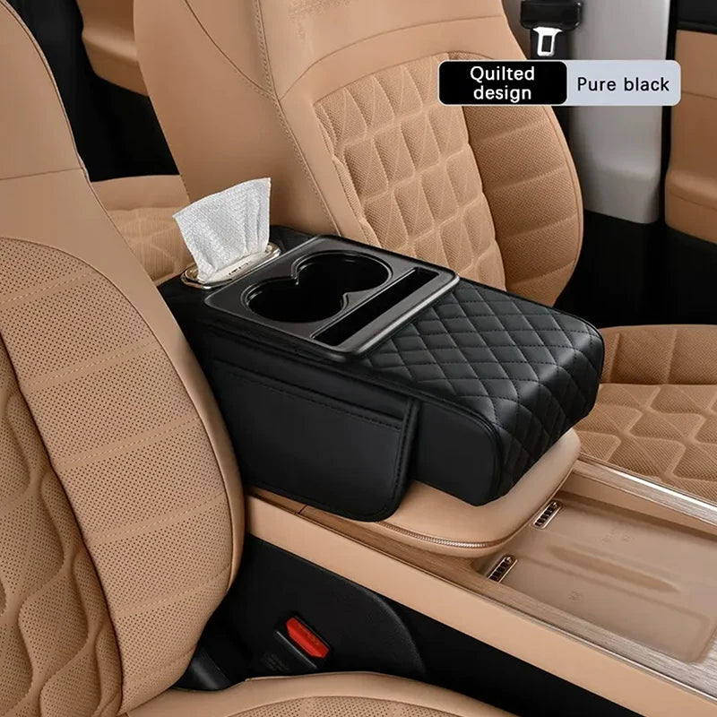 Car Armrest Storage Box, Car Center Console Organizer, Armrest Heightening Cushion With Cup Holder Armrest Storage Organizer Box Oasis Select