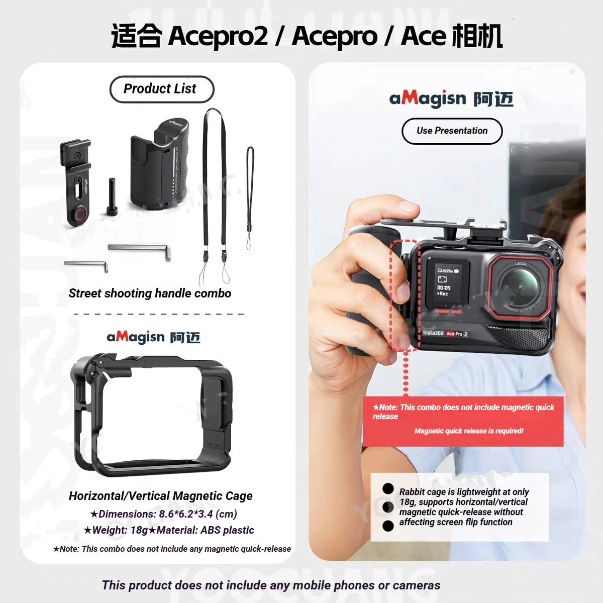aMagisn Plastic Cage for Insta360 Ace Pro 2 / Ace Pro / Ace