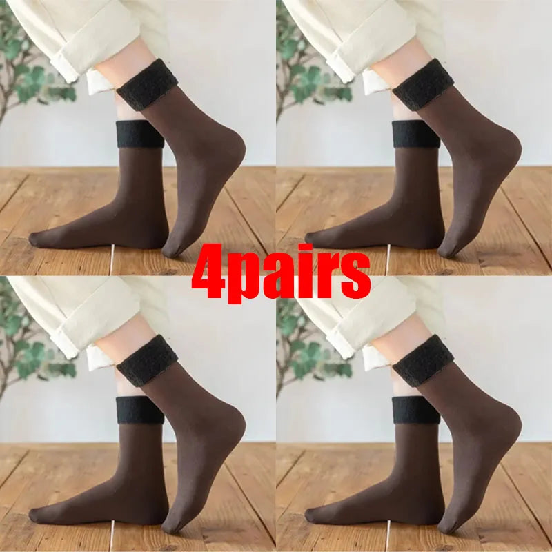1 3 5pairs Women's Velvet Thick Floor Socks Home Sleeping Winter Warm