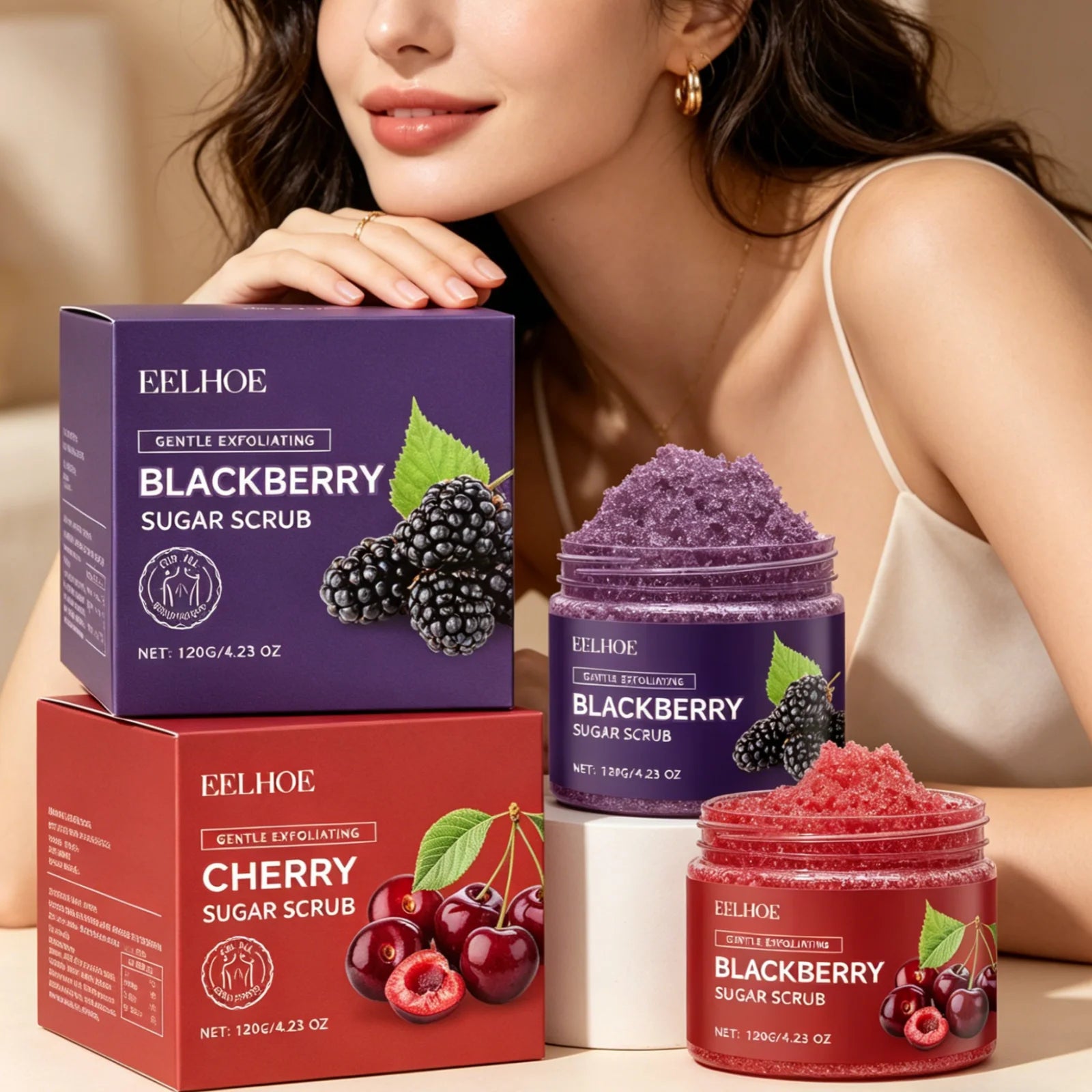 EELHOE Body Scrub Dead Skin Removal Smoothing Skin Brightening Deep Moisturizing Natural Ingredients Mild Exfoliating Scrub 120g Oasis Select