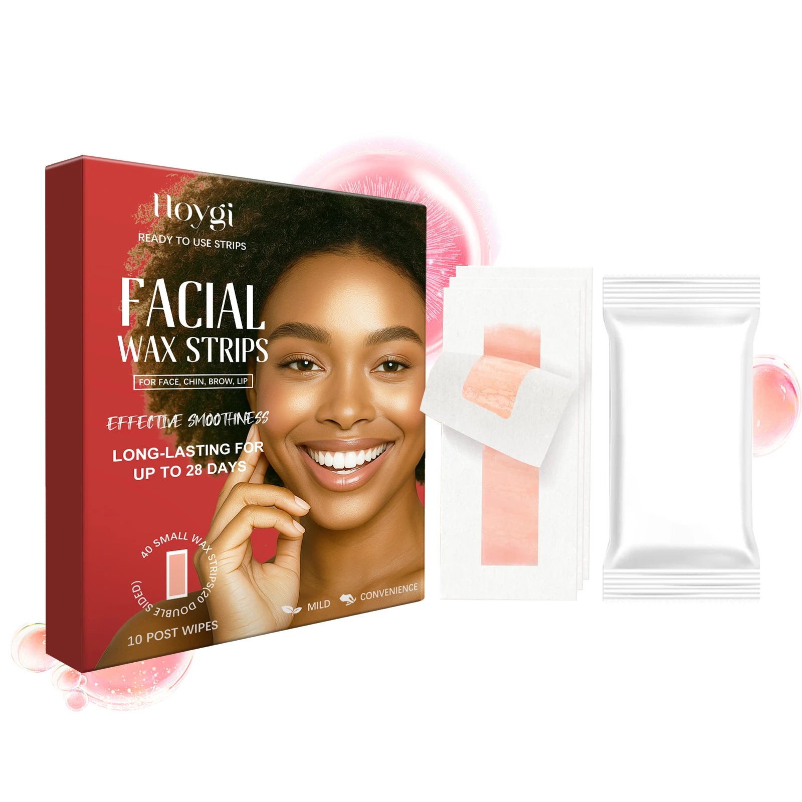 Hoygi Facial Hair Removal Wax Strips – Peel-Off & Portable