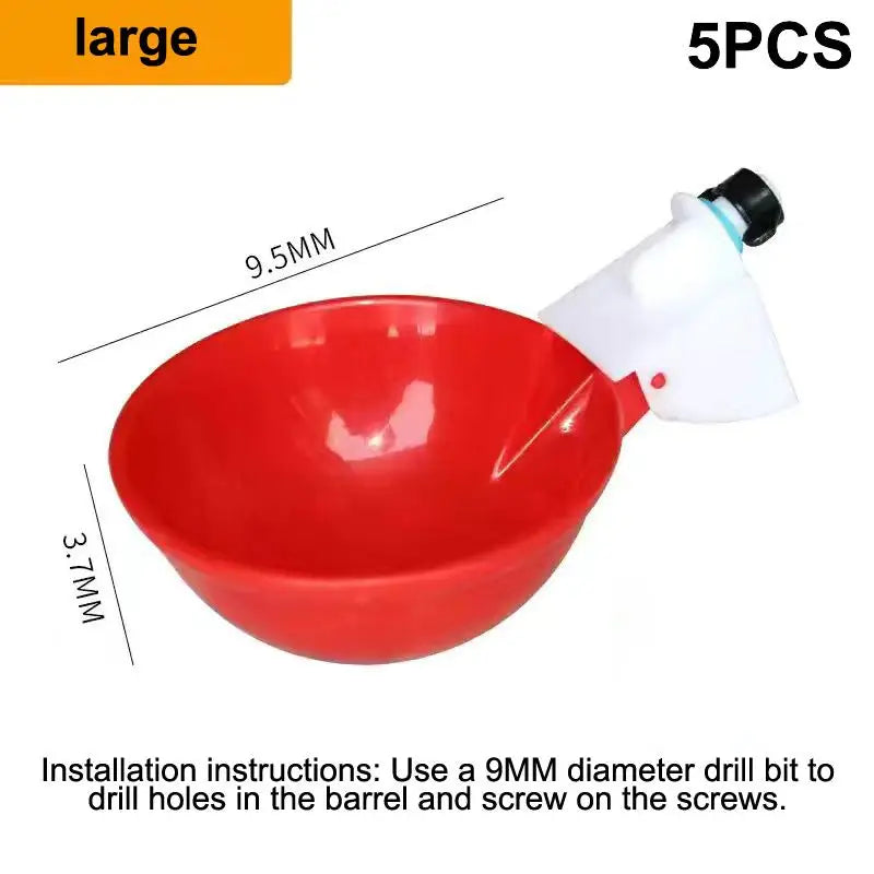 5-Pack Automatic Chicken Waterer Cups | Poultry Drinker Bowls